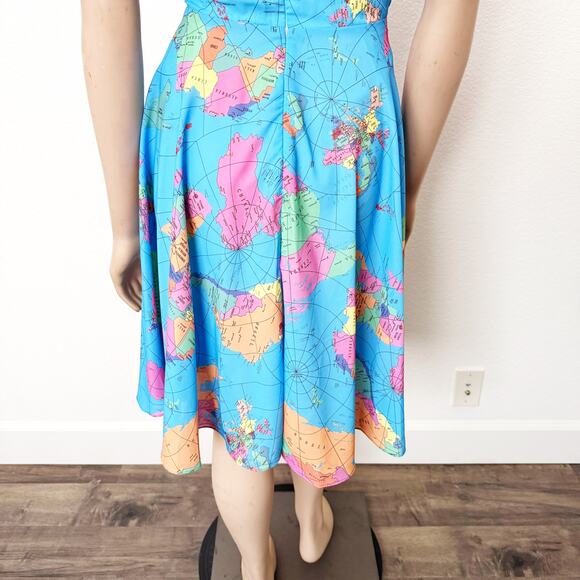[Modcloth] Global Intentions World Map Novelty Retro Fit & Flare Midi Dress XL - Picture 10 of 12